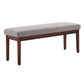 Upholstered Espresso Finish Bench - Esprasso Finish, Gray