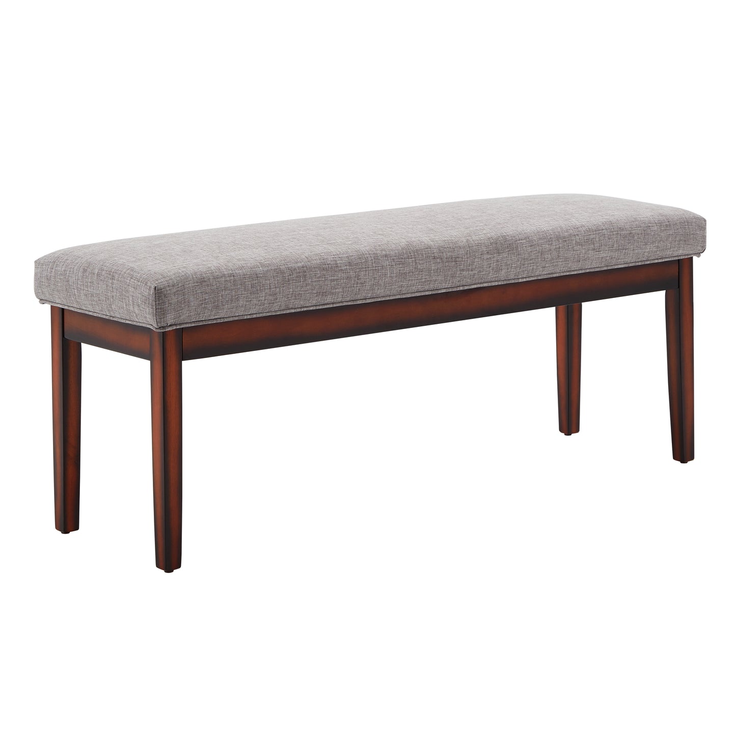 Upholstered Espresso Finish Bench - Esprasso Finish, Gray