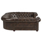 9-Seat U-Shaped Chesterfield Sectional Sofa - Brown Bonded Leather