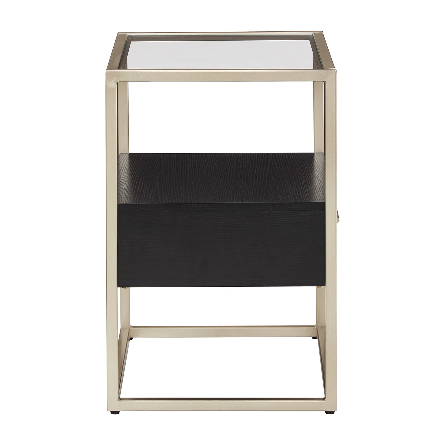 Champagne Silver Finish Table with Storage - End Table