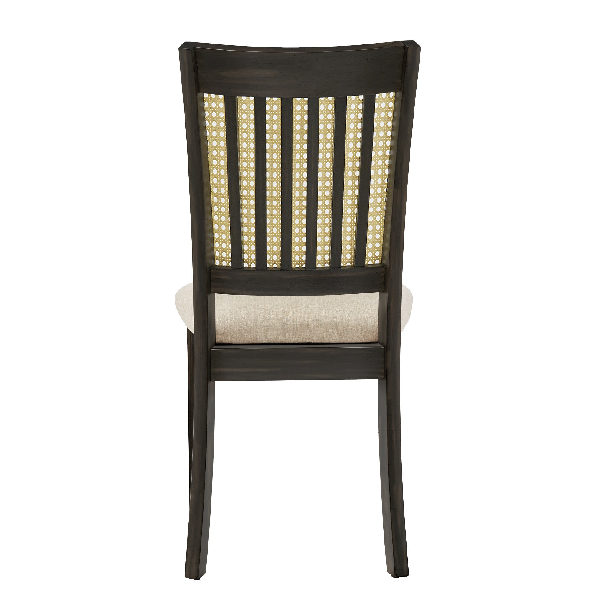 Cane Accent Dining Slat Back Chair Set of 2 Antique Black