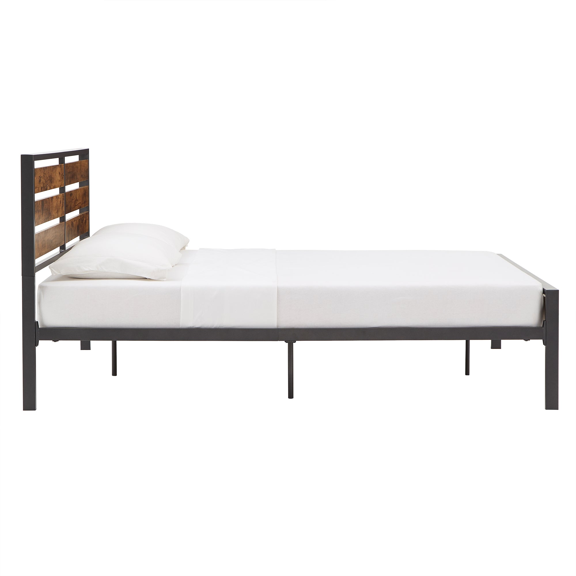 Low Profile Metal Platform Bed with Wood Finish Panels Grey Full Full Size by iNSPIRE Q Classic iNSPIRE Q Home