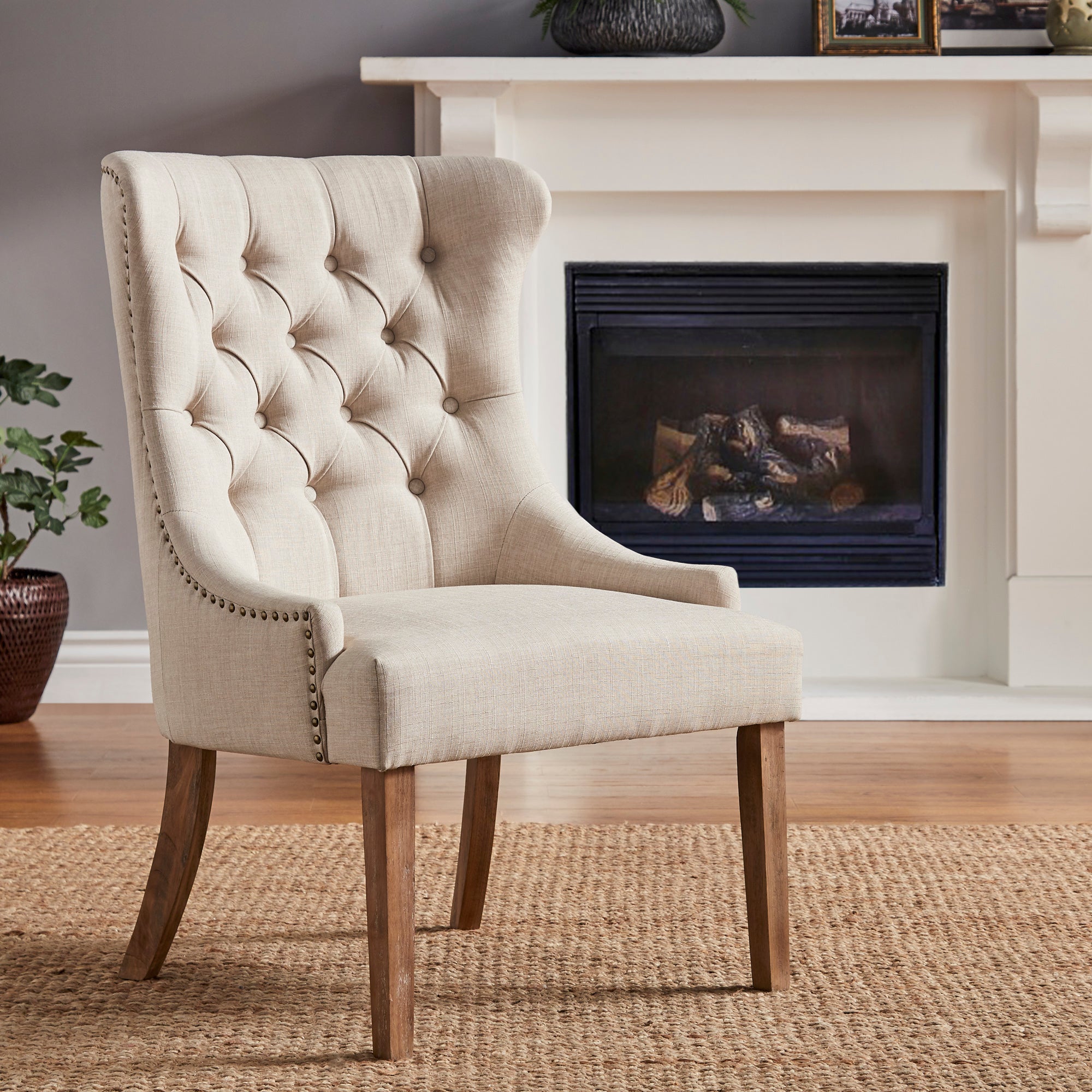 Beige best sale wing chair