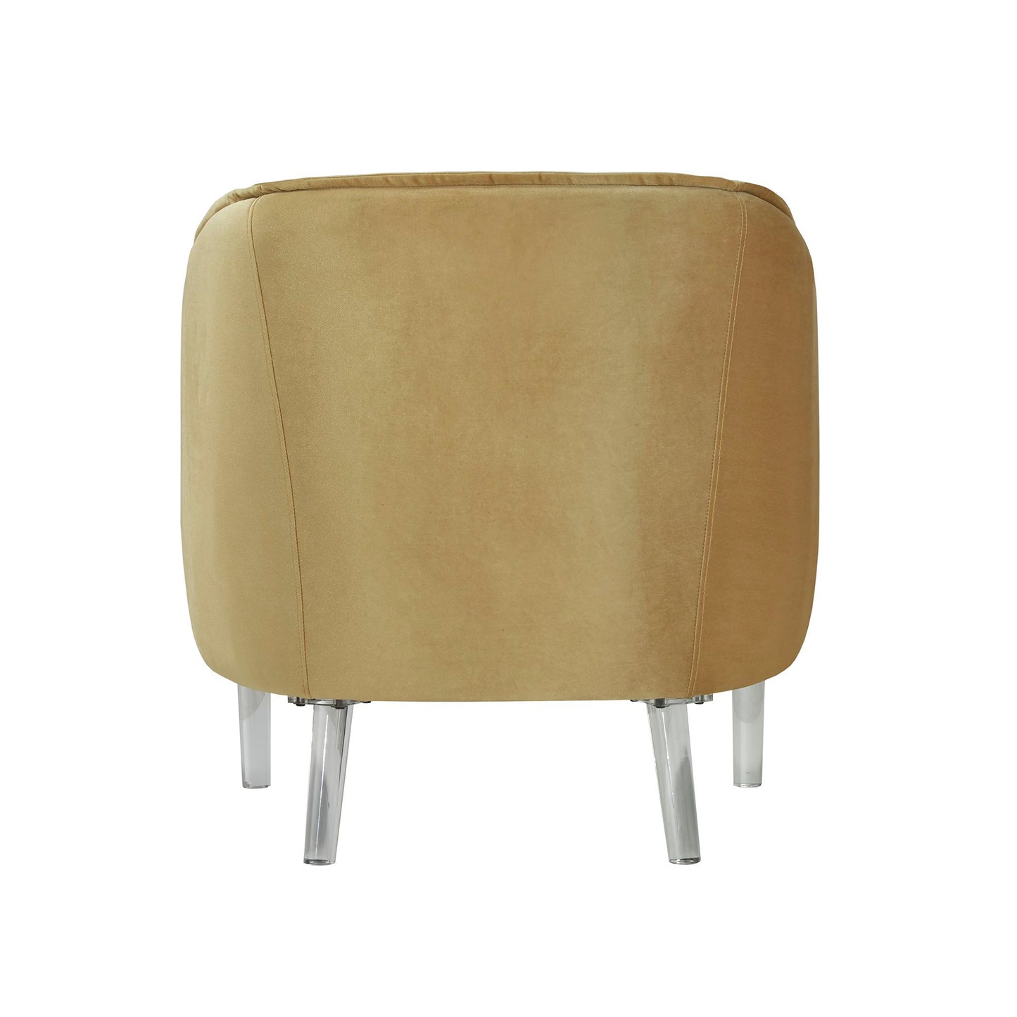 Velvet Barrel Back Acrylic Leg Accent Chair - Gold Velvet