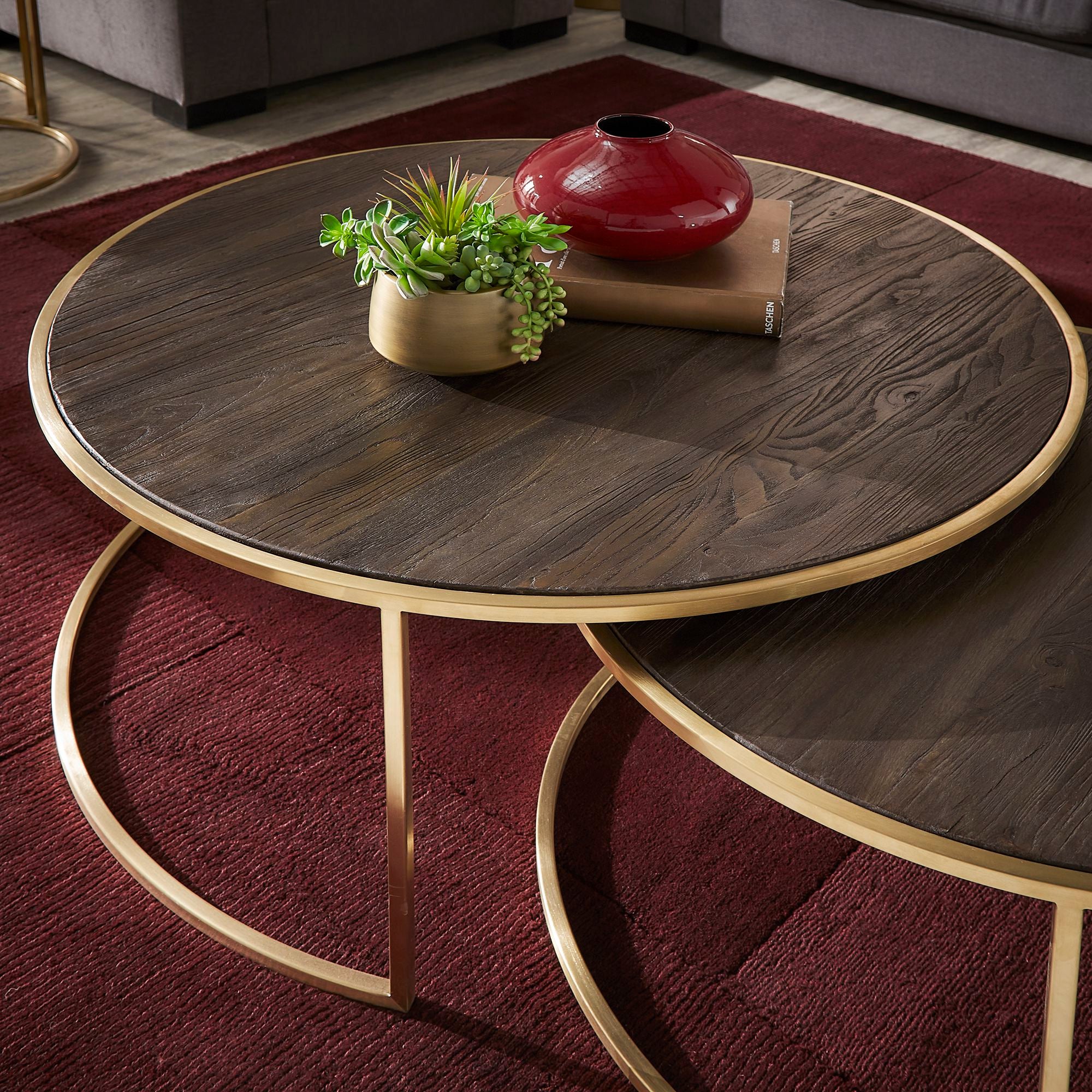 Coffee table gold and shop wood