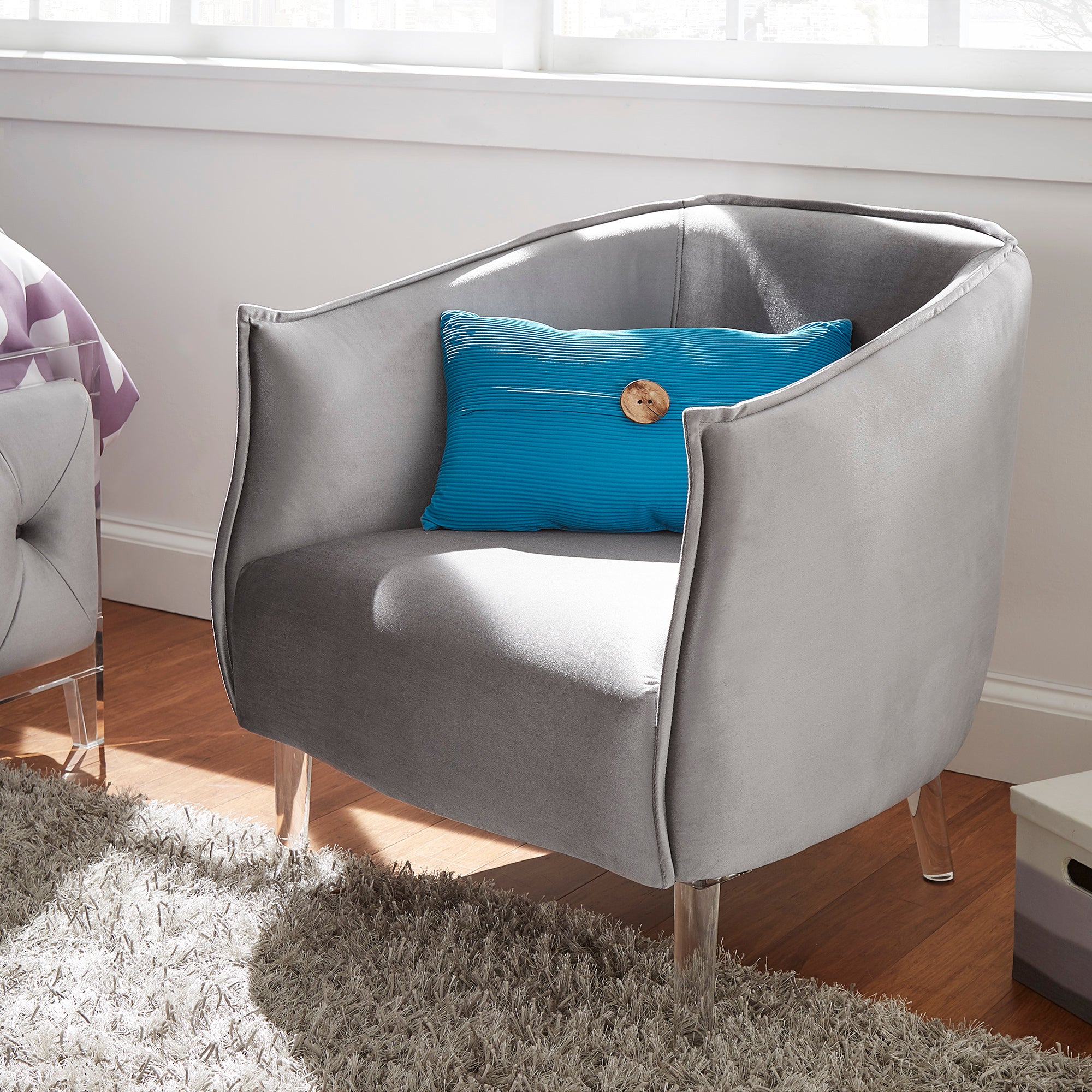 Velvet chair discount with silver legs