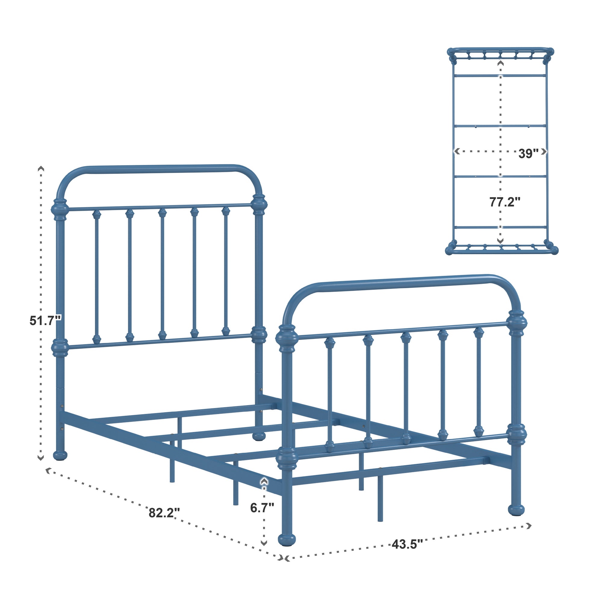 Bed Blue Steel Twin Twin Size by iNSPIRE Q Modern iNSPIRE Q Home