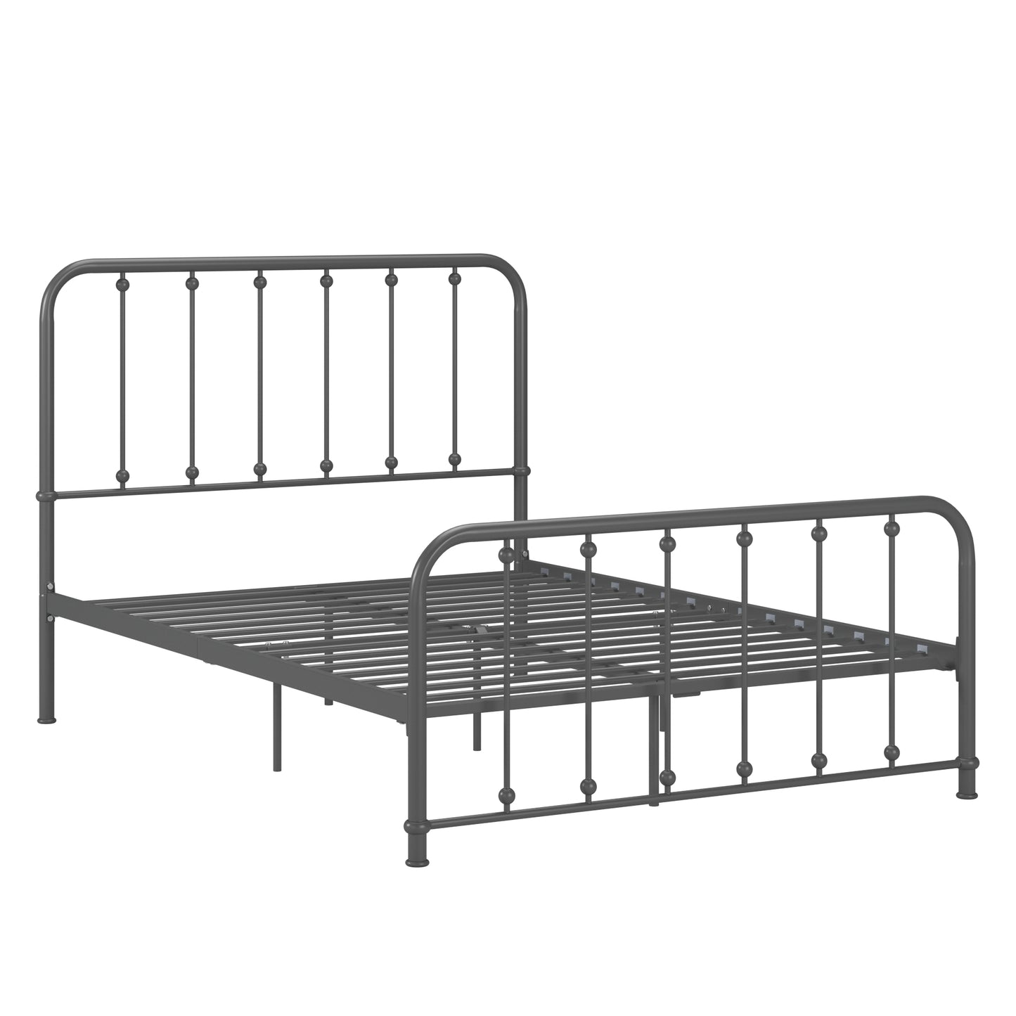 Beaded Spindle Metal Platform Bed - Frost Gray, Full Size (Full Size)