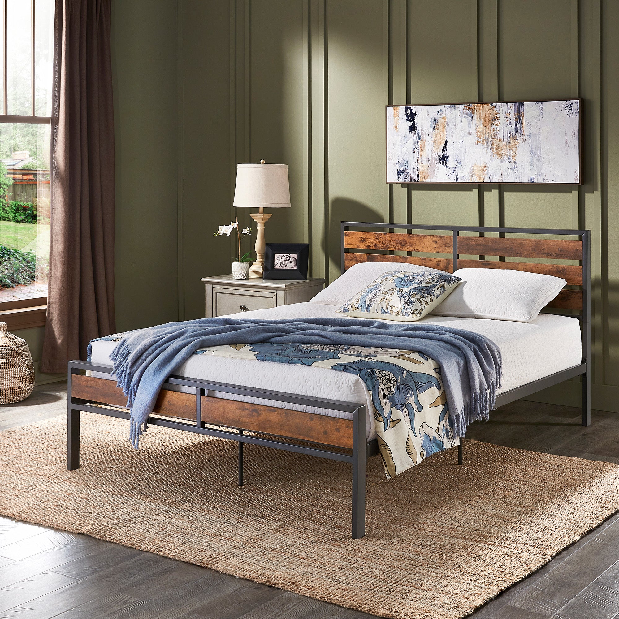 Gray metal bed on sale frame full