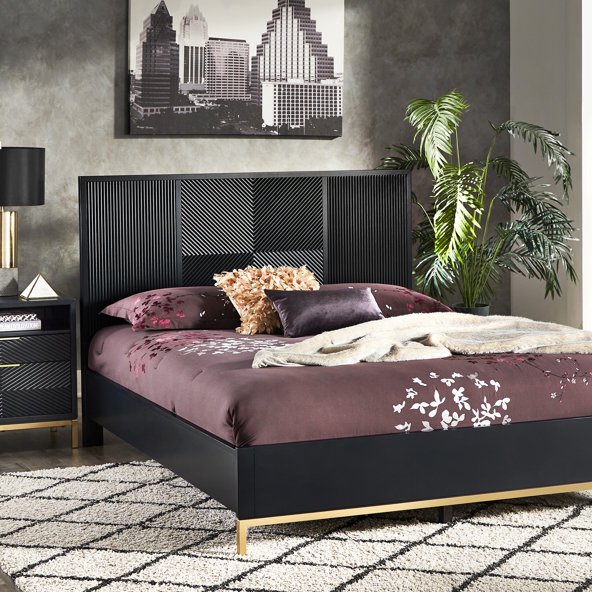 Black and gold queen bed outlet frame