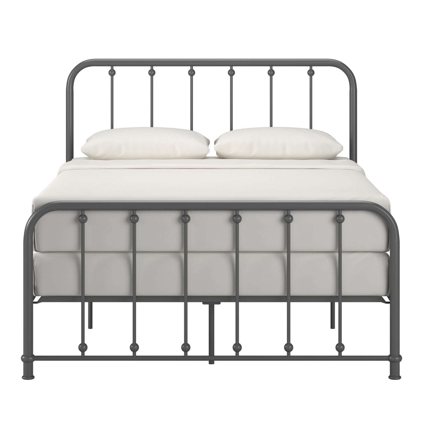 Beaded Spindle Metal Platform Bed - Frost Gray, Full Size (Full Size)