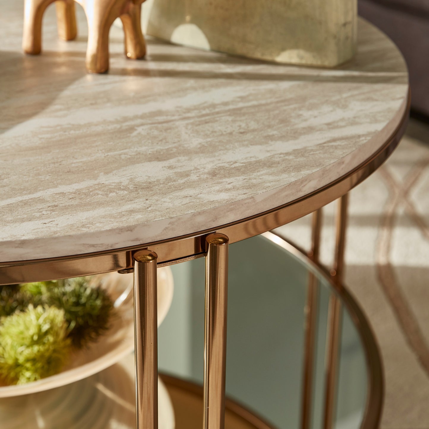 Champagne Gold Finish Tables - End Table and Coffee Table Set