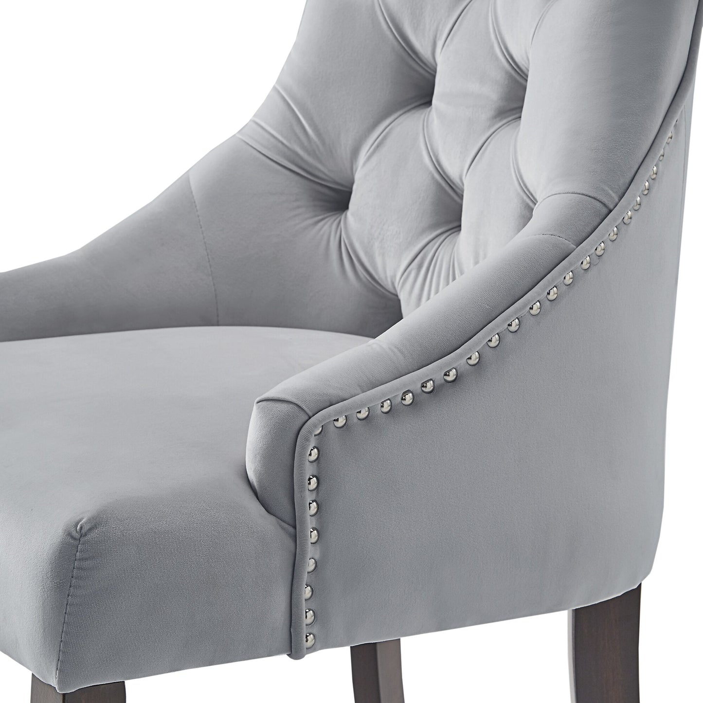 Velvet Button Tufted Wingback Dining Chairs (Set of 2) - Gray Valvat