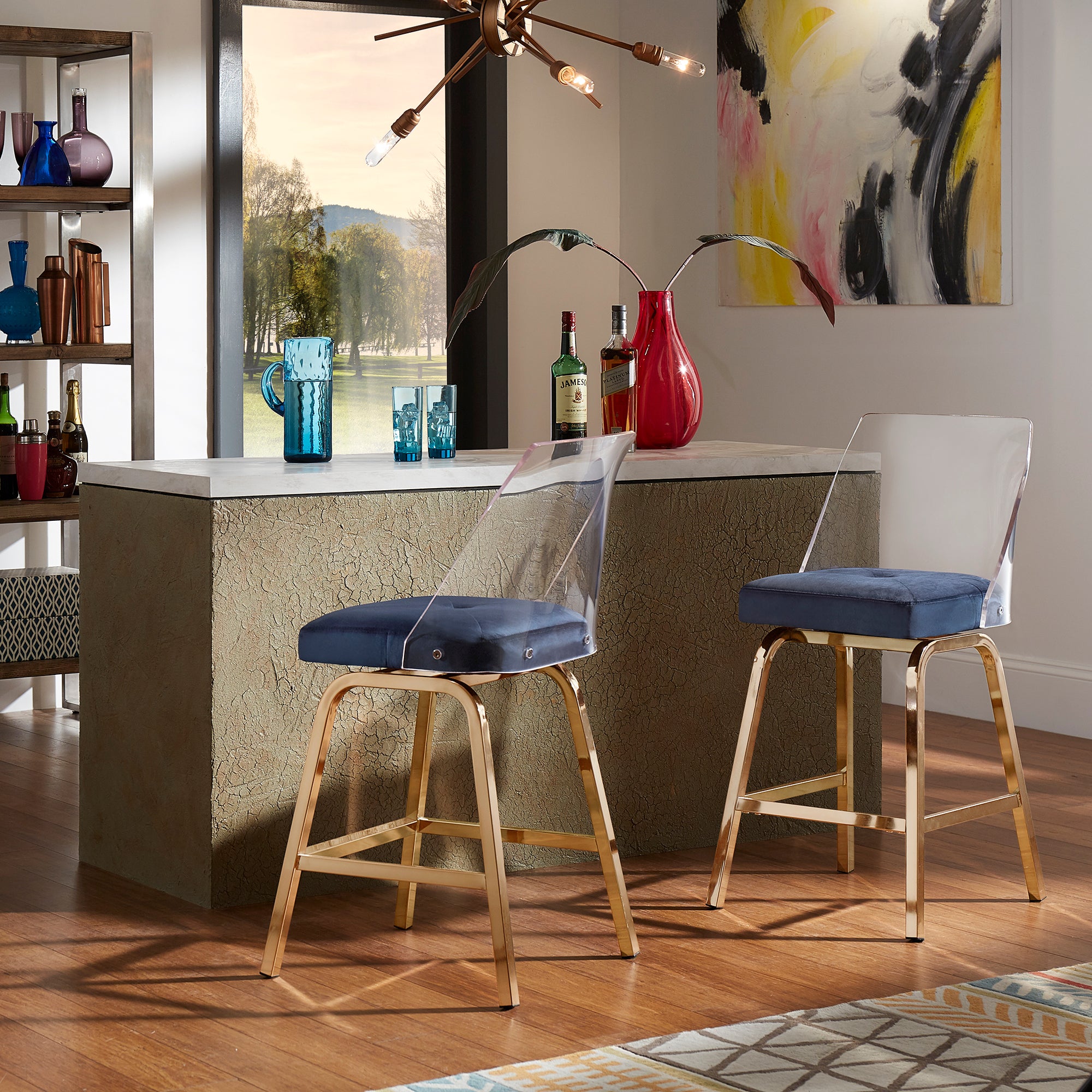 Navy counter height online stools