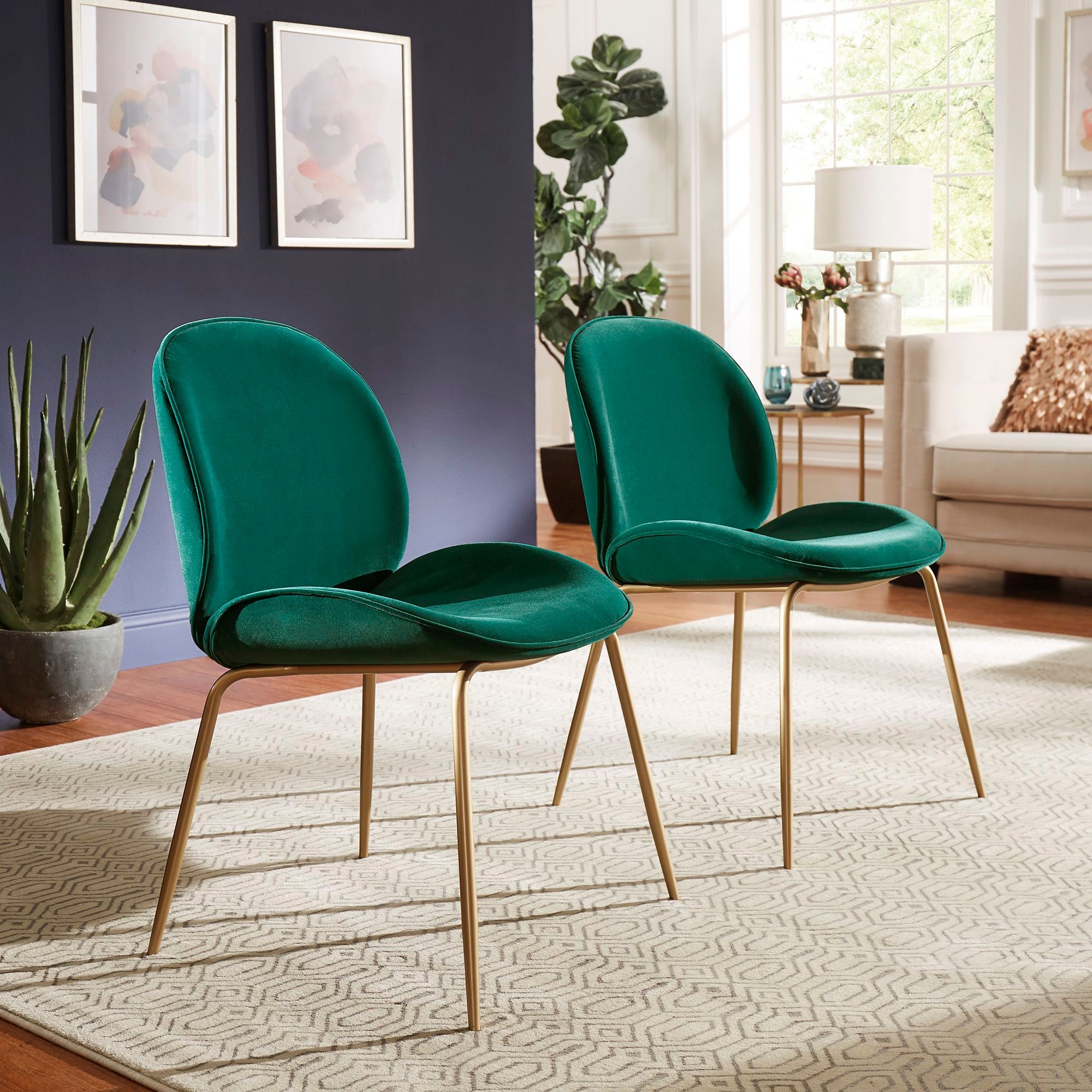 Green velvet on sale dining chairs