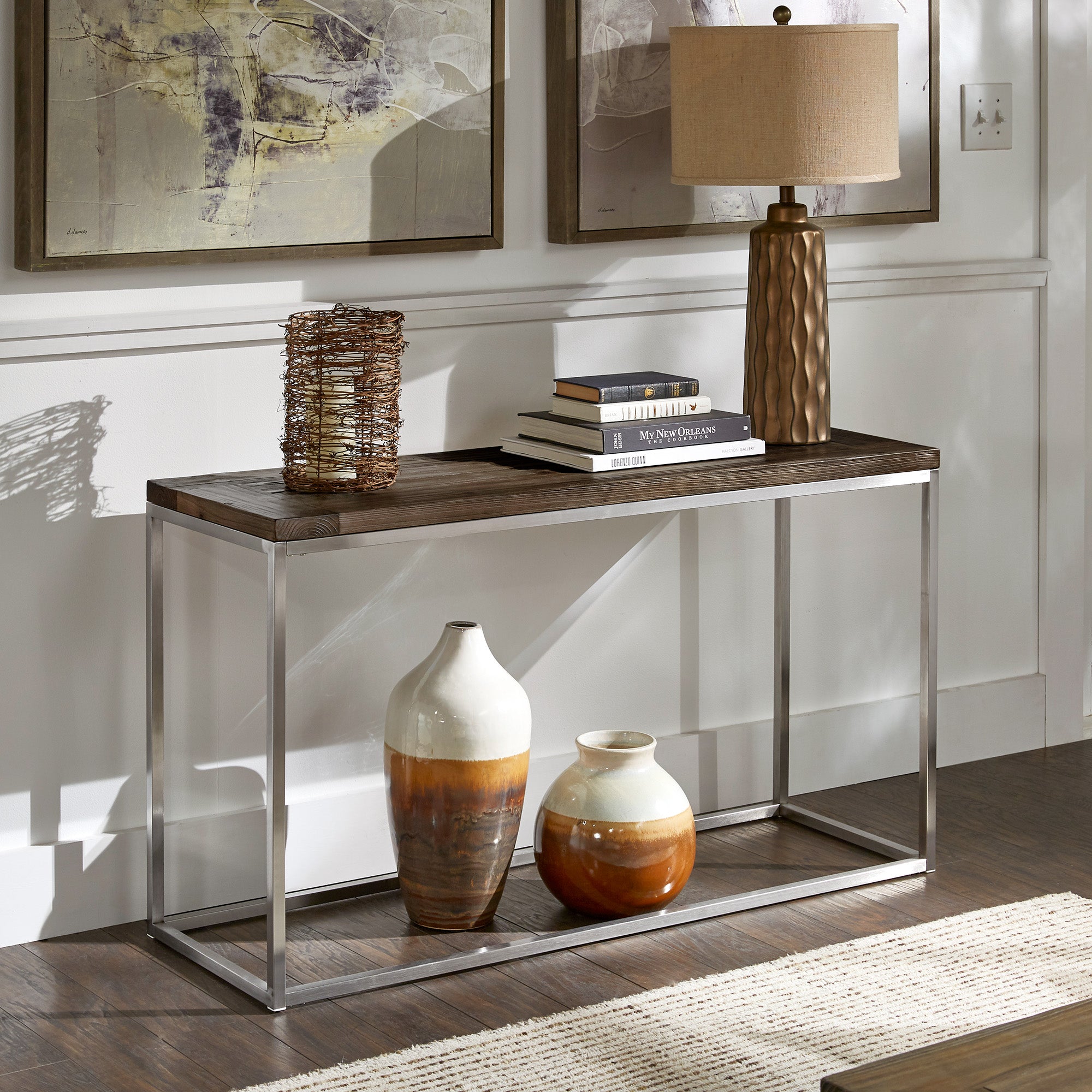 Steel deals sofa table