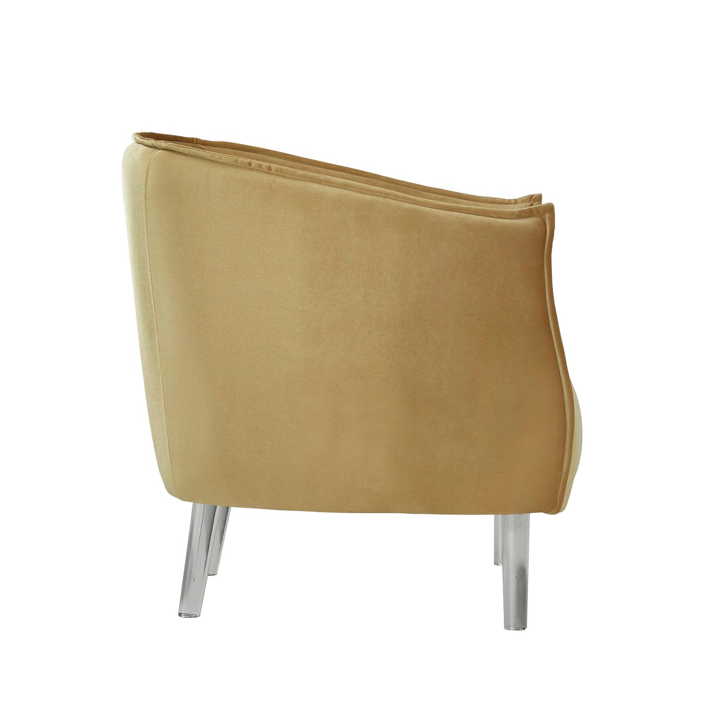 Velvet Barrel Back Acrylic Leg Accent Chair - Gold Velvet