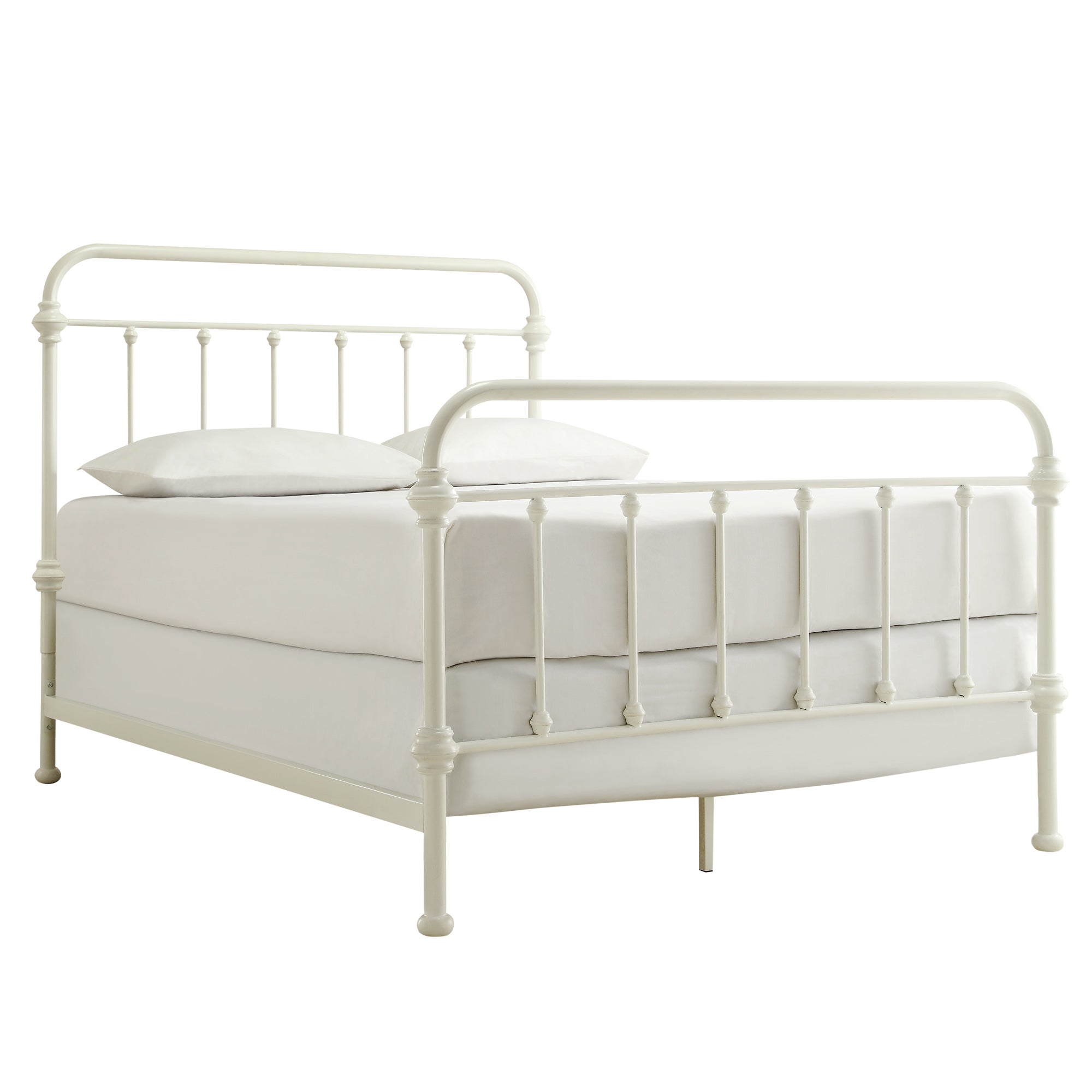 White iron bed full size online