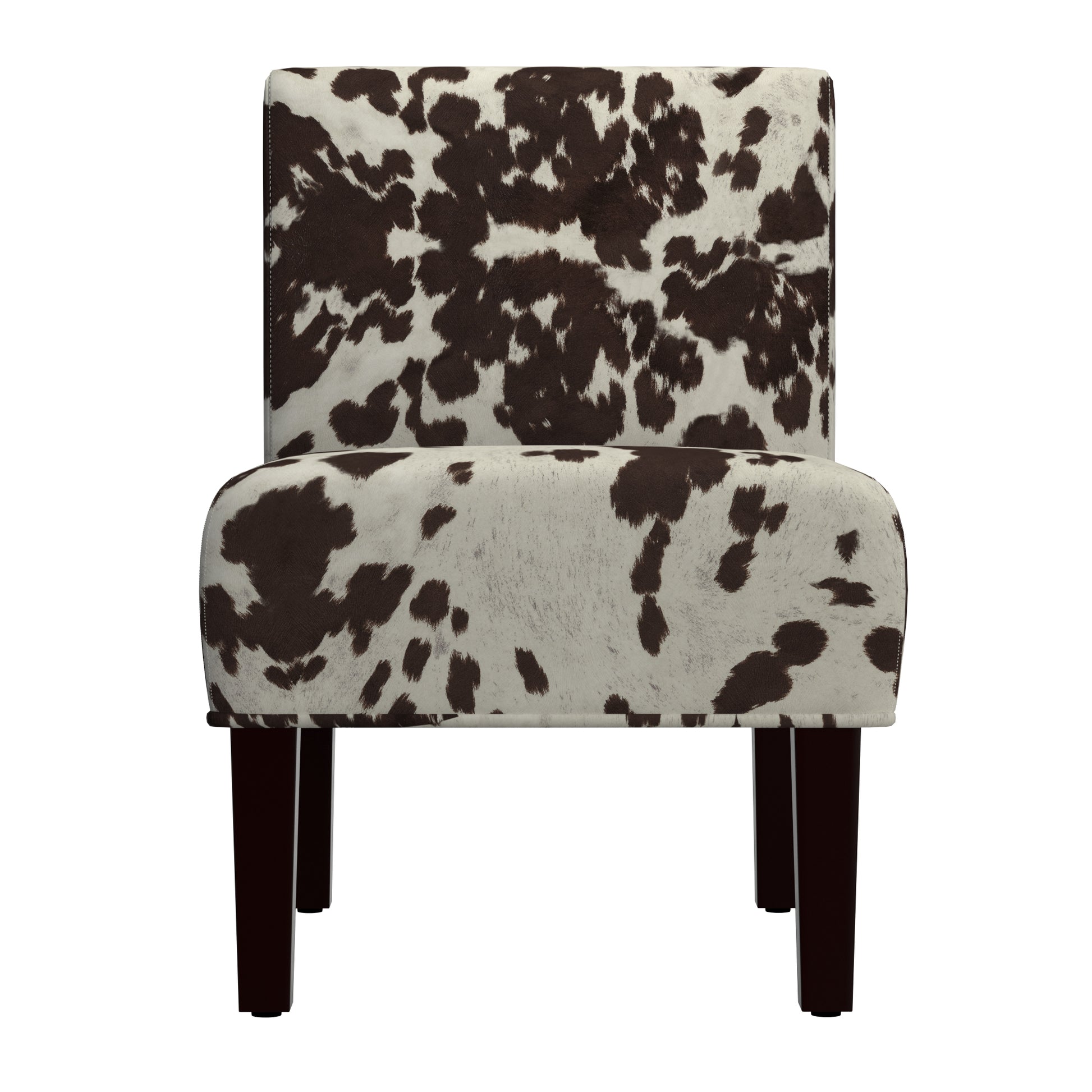 Black & White Faux Cowhide Fabric Armless Accent Chair Comfortable