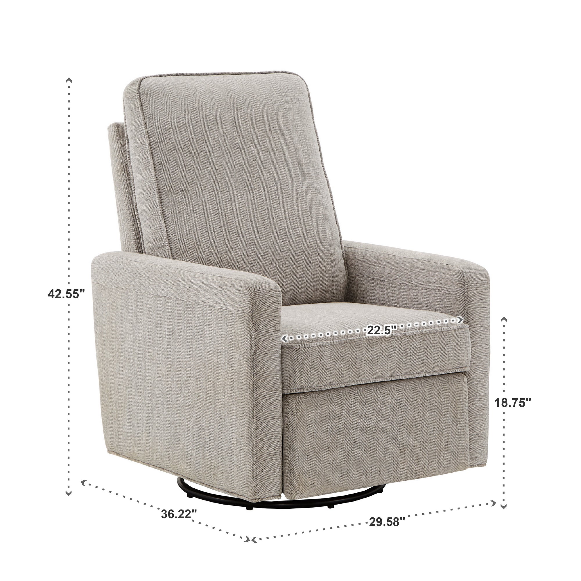 Push Back Swivel Recliner Chair Grey Fabric by iNSPIRE Q Modern