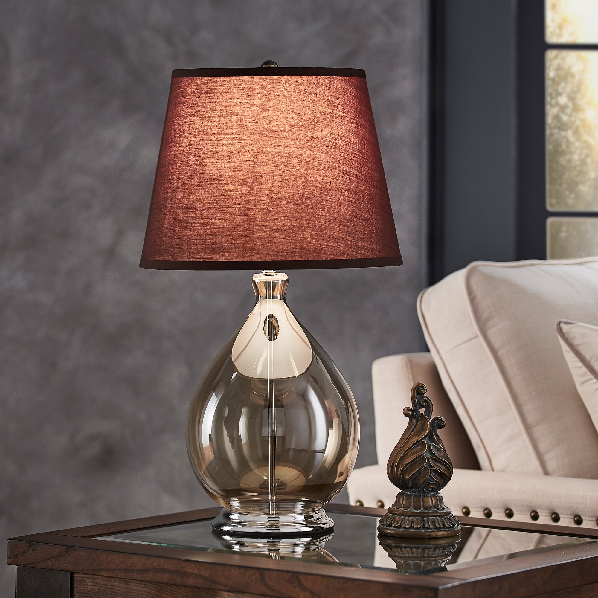 Glass Table Lamp Amber Brown