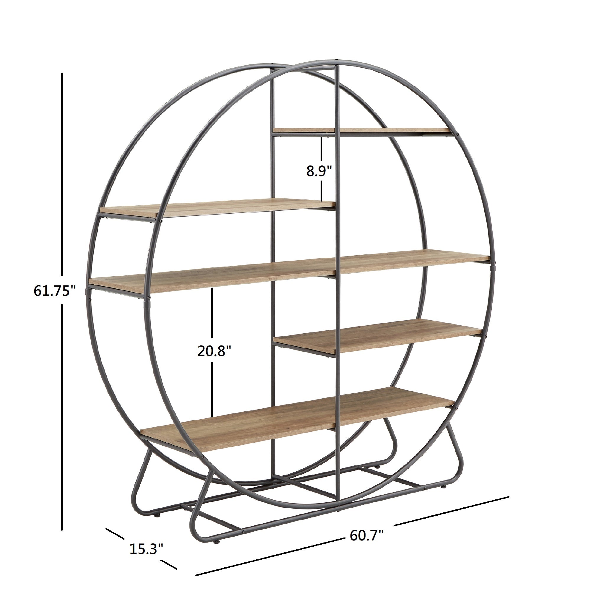 Matte Black Finish Metal Round Bookcase by iNSPIRE Q Modern