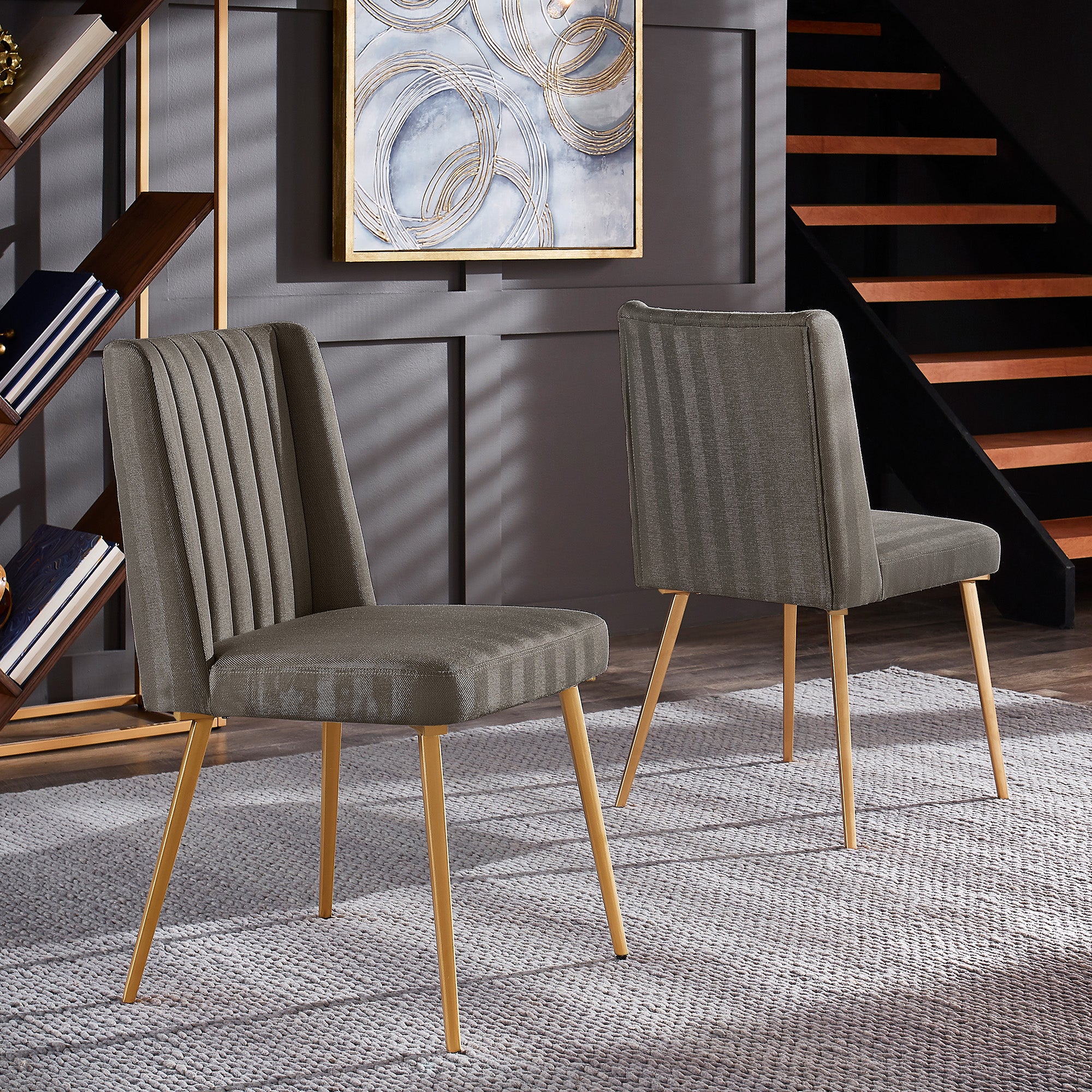 Dark grey 2025 fabric dining chairs