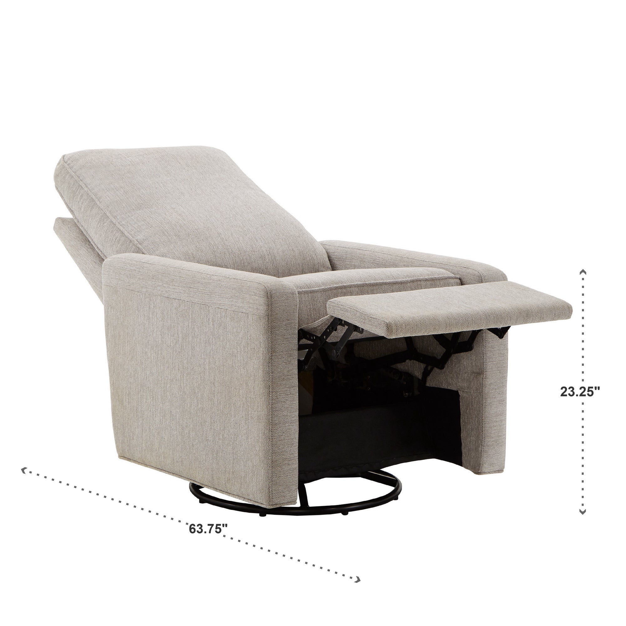 Push Back Swivel Recliner Chair Grey Fabric by iNSPIRE Q Modern iNSPIRE Q Home