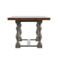 78-inch Oak Top Dining Table with Turned Leg Trestle Base - Oak Top with Antiqua Gray Basa