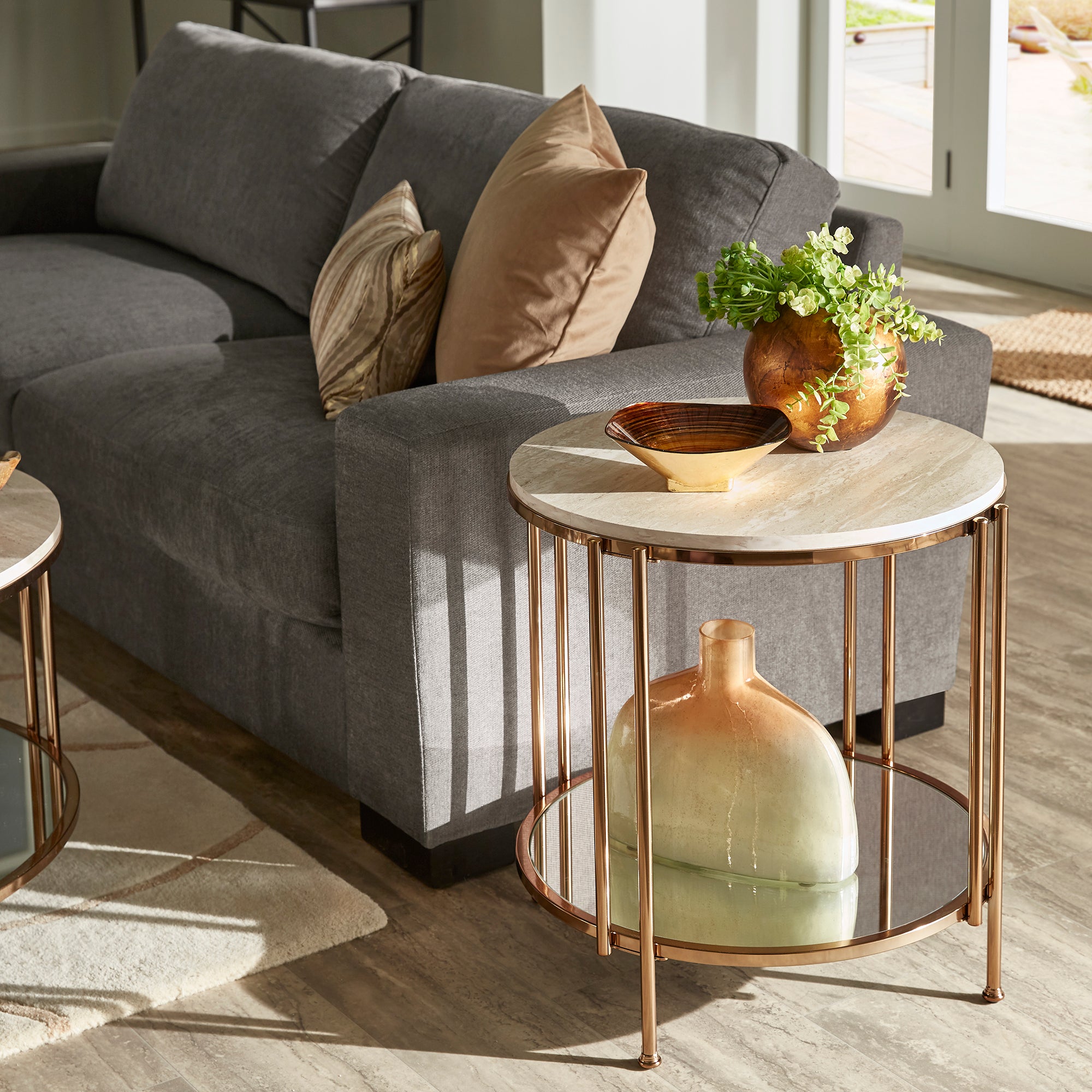 Champagne gold clearance end table