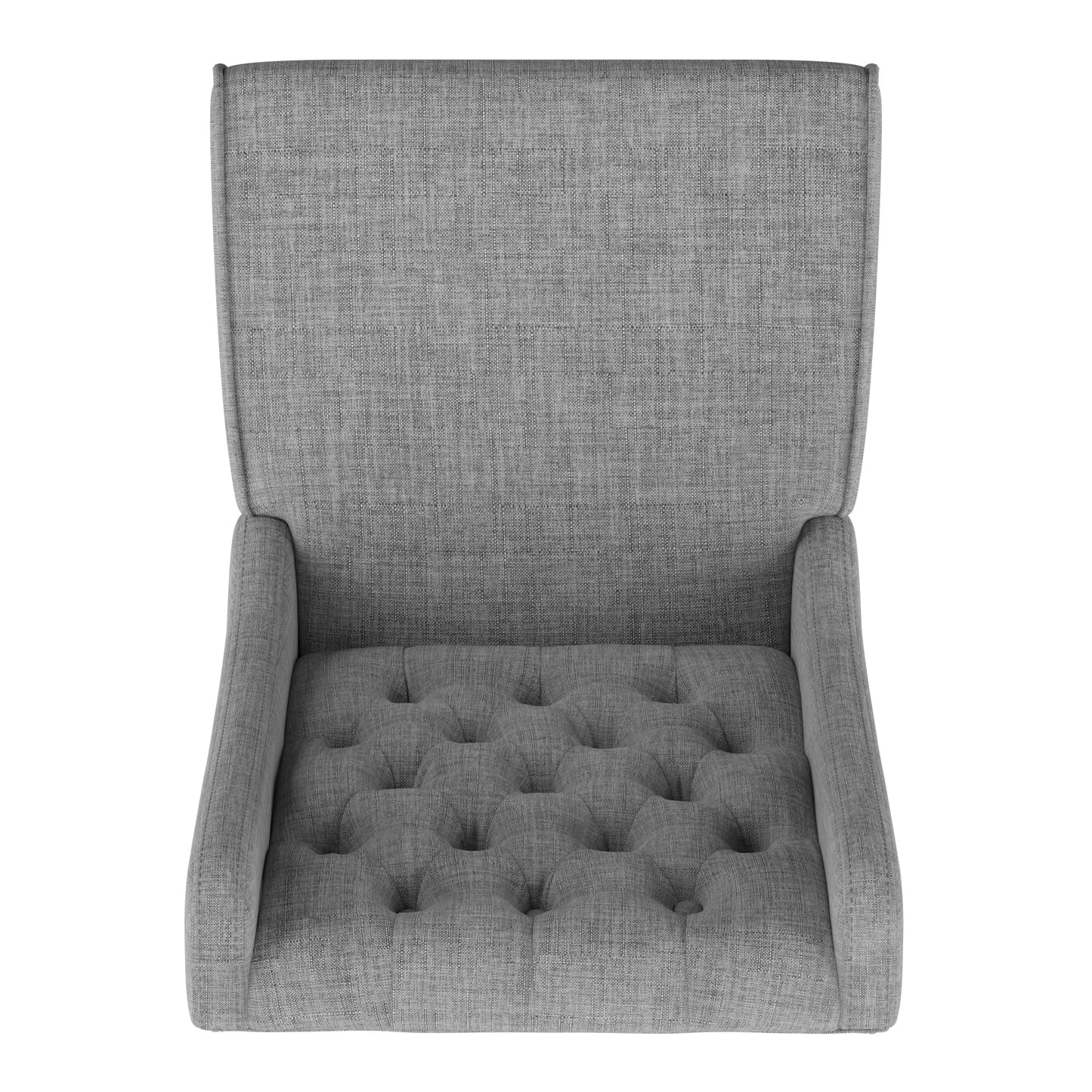 Linen Tufted Wingback Dining Chairs (Set of 2) - Chestnut Finish, Gray Linen