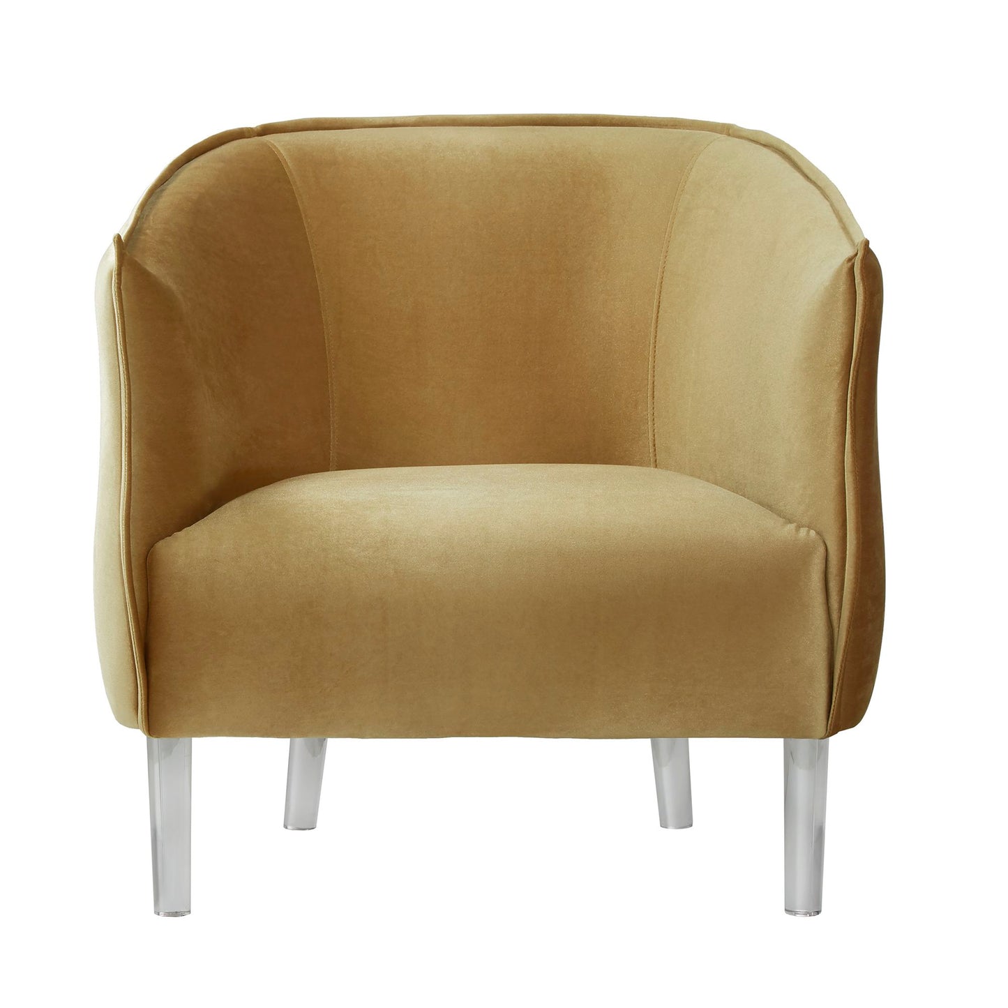 Velvet Barrel Back Acrylic Leg Accent Chair - Gold Velvet