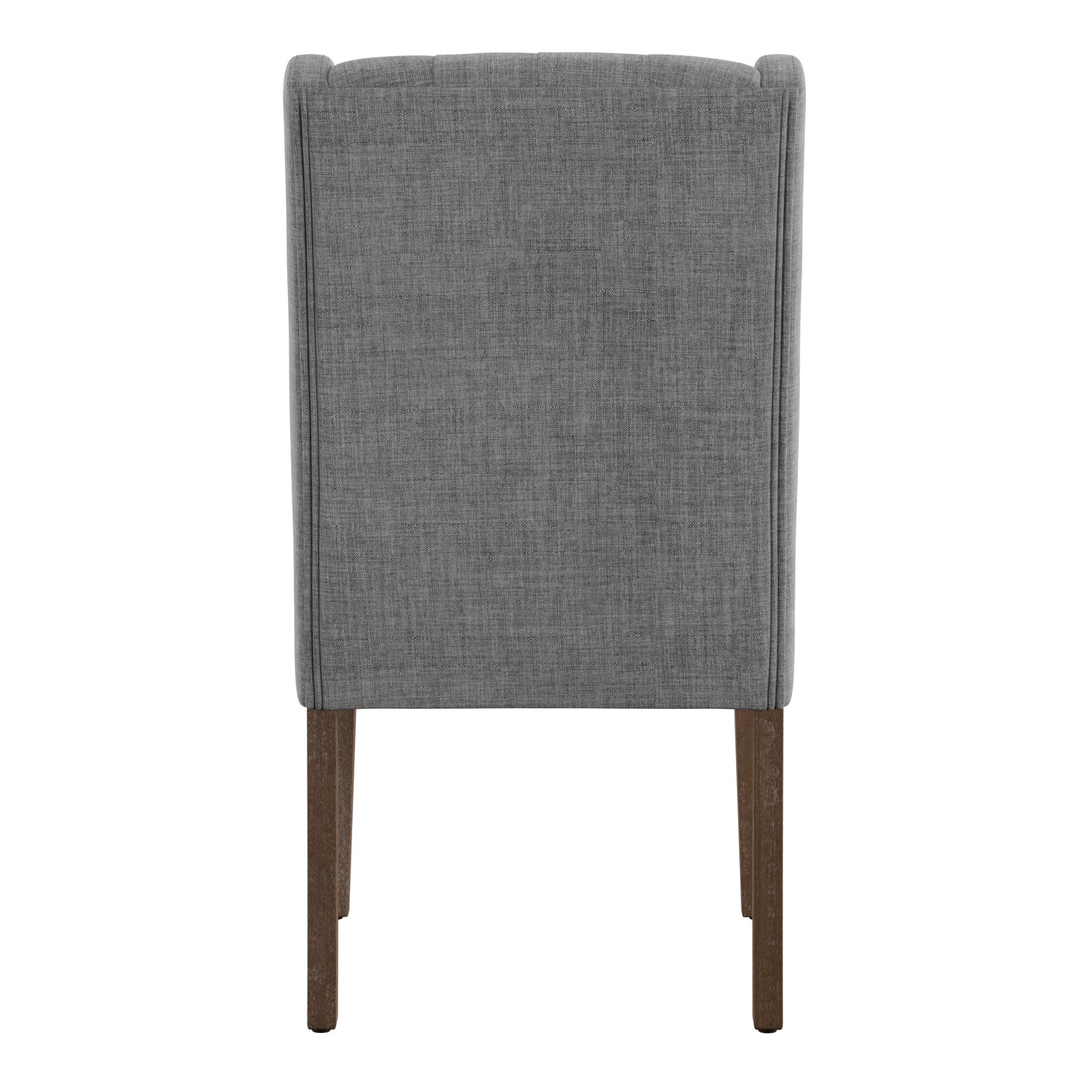 Linen Tufted Wingback Dining Chairs (Set of 2) - Chestnut Finish, Gray Linen