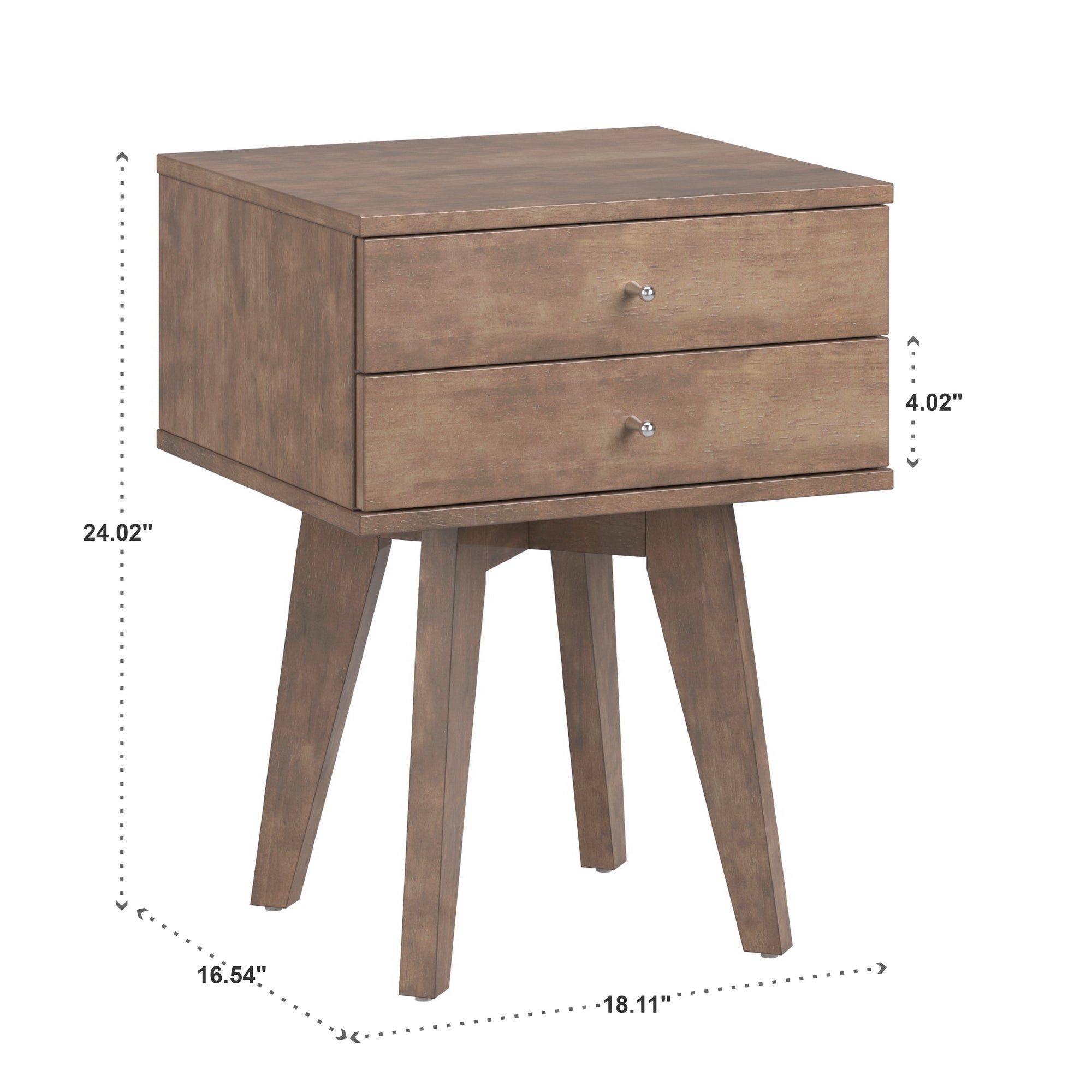 2 Drawer Wood Nightstand Light Charcoal Grey Finish by Inspire Q Modern