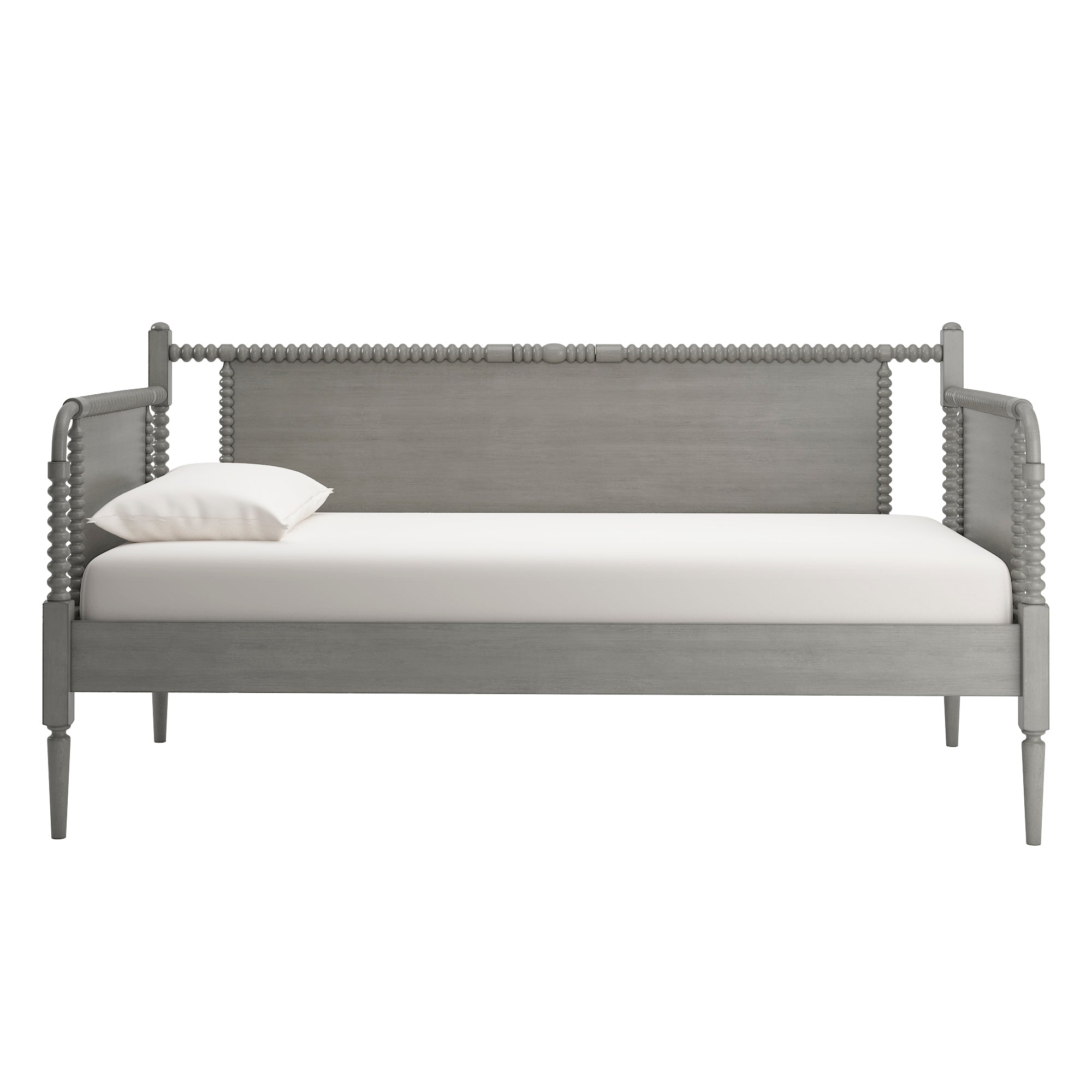 Traditional Beaded Wood Daybed - Antique Grey, No Trundle