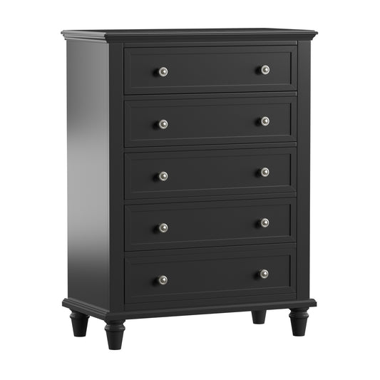 5-Drawer Wood Chest - Black